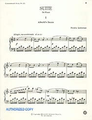 Frederic Lieberman, Suite Klavier Buch