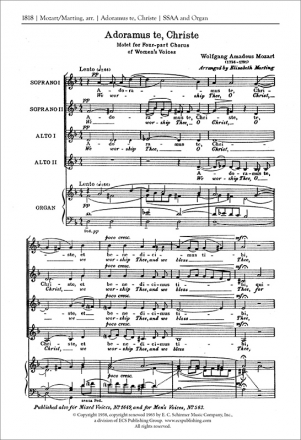 Wolfgang Amadeus Mozart, Adoramus te, Christe SSAA and Organ Stimme