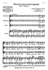 Christoph Willibald Gluck, From the Realm of Souls Departed SSA and Piano Stimme