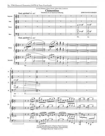 John David Earnest, Clementine SATB, Piano Four-hands Stimme