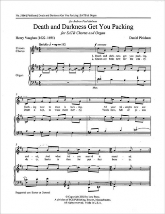 Daniel Pinkham, Death and Darkness Get You Packing SATB and Organ Stimme
