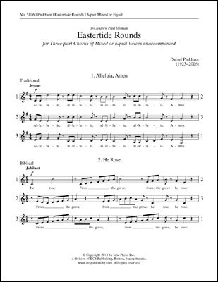 Daniel Pinkham, Eastertide Rounds 3-Part Choir or Mixed or Equal Voices a Cappella Stimme