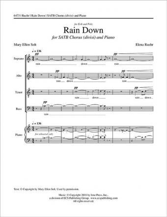 Elena Ruehr, Rain Down SATB and Piano Stimme