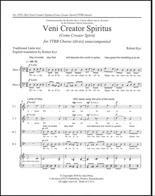 Robert Kyr, Veni, Creator Spiritus TTBBBB a Cappella Stimme