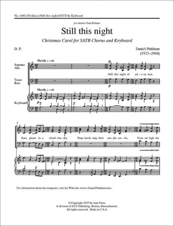 Daniel Pinkham, Still this Night SATB and Keyboard Stimme