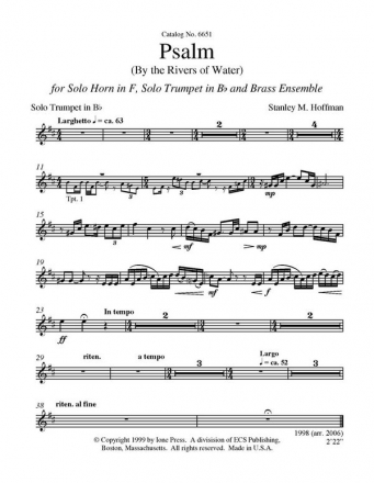Stanley M. Hoffman, Psalm Solo Horn, solo Trumpet and Brass ensemble Stimmen-Set