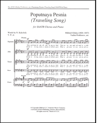 Mikhail Glinka, Poputnaya Pesnia SATB and Piano Stimme