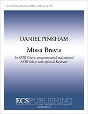 Daniel Pinkham, Missa Brevis SATB, opt. Keyboard [Organ or Piano] doubling Stimme