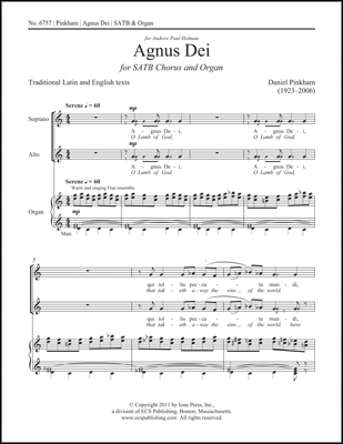 Daniel Pinkham, Agnus Dei SATB and Organ Stimme