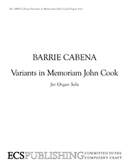 Barrie Cabena, Variants in Memoriam John Cook Orgel Buch