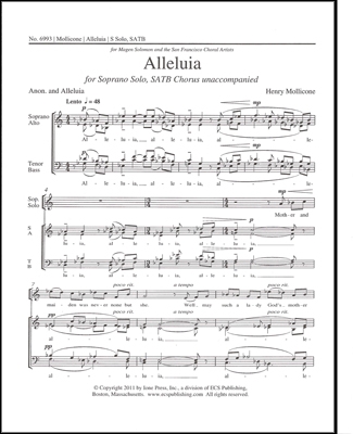 Henry Mollicone, Alleluia Soprano Solo and SATB Stimme