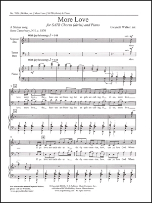 Gwyneth Walker, More Love SATB and Piano Stimme