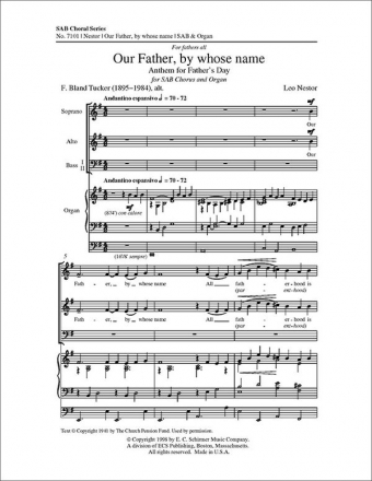 Leo Nestor, Our Father, By Whose Name SAB and Organ Stimme
