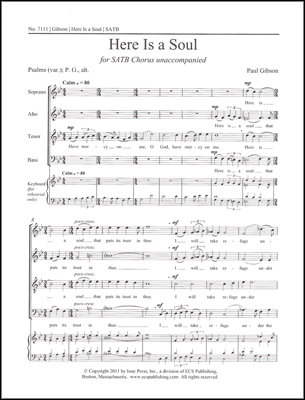 Paul Gibson, Here Is a Soul SATB Stimme
