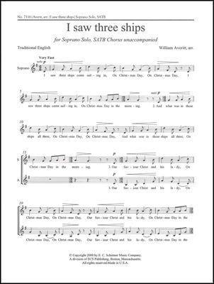 I saw three ships SATB Stimme