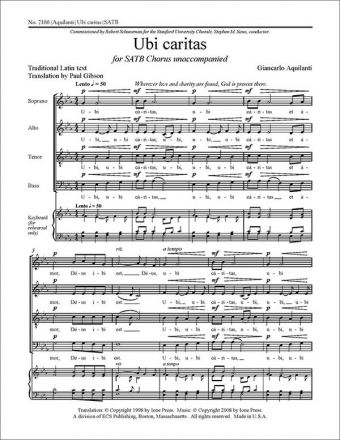 Giancarlo Aquilanti, Ubi caritas SATB Stimme
