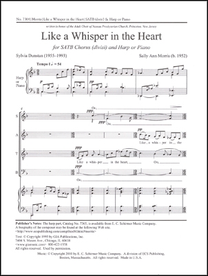 Sally Ann Morris, Like a Whisper in the Heart SATB divisi, Harp or Piano Stimme