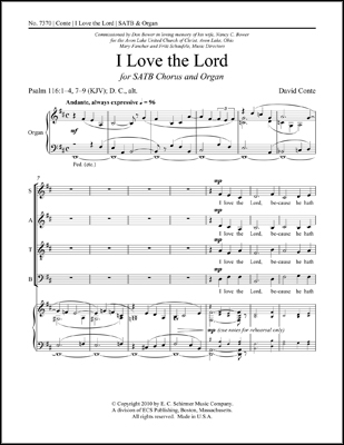 David Conte, I Love the Lord SATB and Organ Stimme