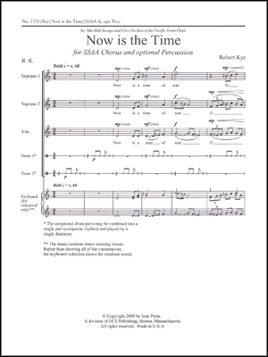 Robert Kyr, Now is the Time SSAA, opt.Percussion [Two players] Stimme