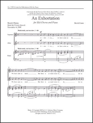 David Conte, An Exhortation SSA [Women or Children] and Piano Stimme
