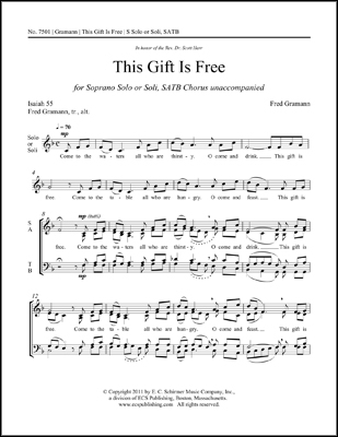 Fred Gramann, This Gift is Free Soprano Solo, SATB a Cappella Stimme