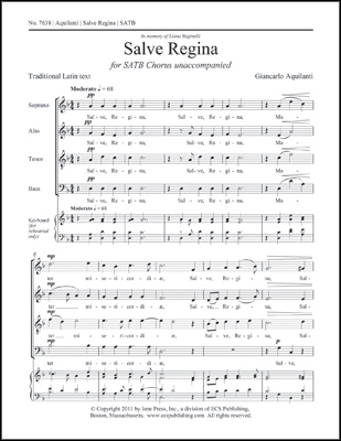 Giancarlo Aquilanti, Salve Regina SATB a Cappella Stimme
