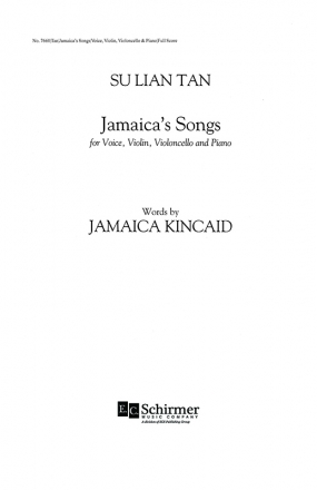Su Lian Tan, Jamaica's Songs Voice, Violin, Violoncello and Piano Partitur