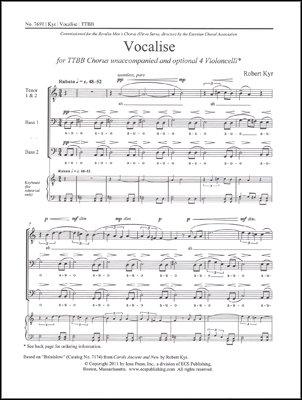 Robert Kyr, Vocalise TTBB divisi opt. 4 Violoncelli Stimme