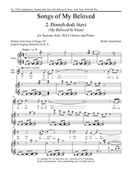 Robert Applebaum, Songs of My Beloved: 2. Domeh Dodi Litzvi Soprano Solo, SSAA and Piano Stimme