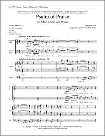 David Conte, Psalm of Praise SATB and Organ Stimme