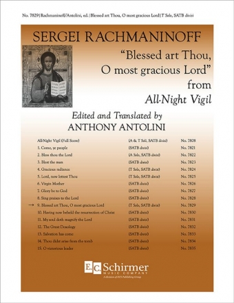 Sergei Rachmaninov, All-Night Vigil Tenor solo and SATB divisi Stimme