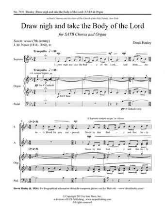 Derek Healey, Draw nigh and take the Body of the Lord SATB and Organ Stimme