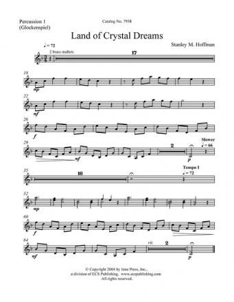 Stanley M. Hoffman, Land of Crystal Dreams SSAA , Opt. Percussion [Glockenspiel, Vibraphone] Stimmen-Set