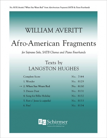 William Averitt, Afro-American Fragments: 2. When Sue Wears Red SATB, Piano Four-hands Stimme