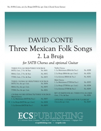 David Conte, Three Mexican Folk Songs: 2. La Bruja SATB, optional Guitar Chorpartitur