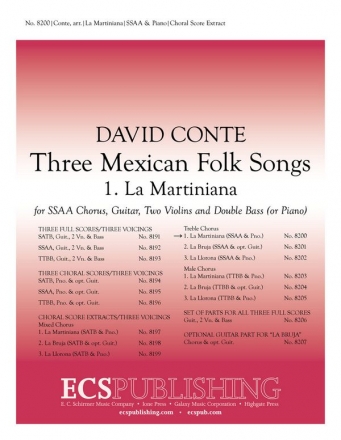 David Conte, Three Mexican Folk Songs: 1. La Martiniana SSAA and Piano Chorpartitur