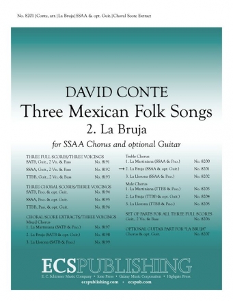 David Conte, Three Mexican Folk Songs: 2. La Bruja SSAA, optional Guitar Chorpartitur