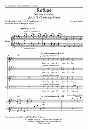 Gwyneth Walker_Sara Teasdale, Refuge SATB and Piano Chorpartitur