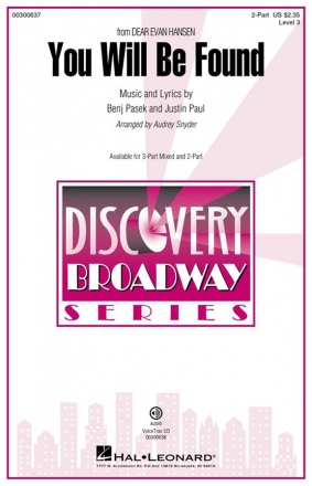 You Will Be Found (from Dear Evan Hansen) for 2-part choir and piano score
