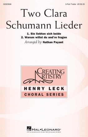 Two Clara Schumann Lieder for 3-part treble voices (SSA) and piano vocal score