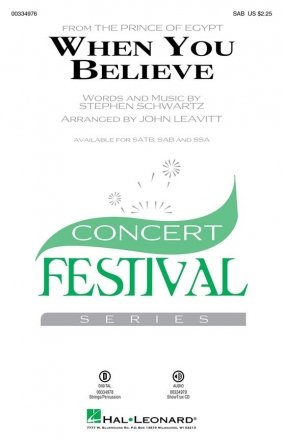 Stephen Schwartz, When You Believe SAB Choral Score
