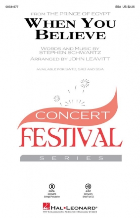 Stephen Schwartz, When You Believe SSA Choral Score
