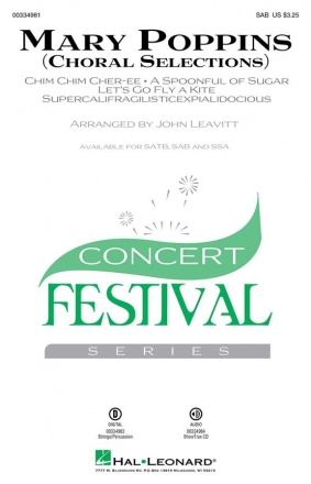 Mary Poppins (Choral Selections) for mixed choir (SAB) and piano score