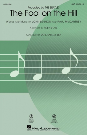 John Lennon, The Fool on the Hill SAB Choral Score