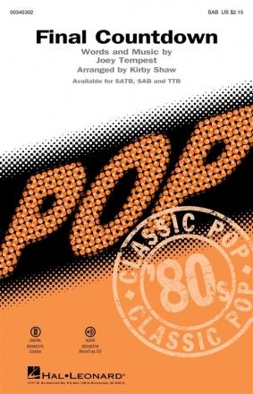 Final Countdown for mixed choir (SAB) and piano choral score