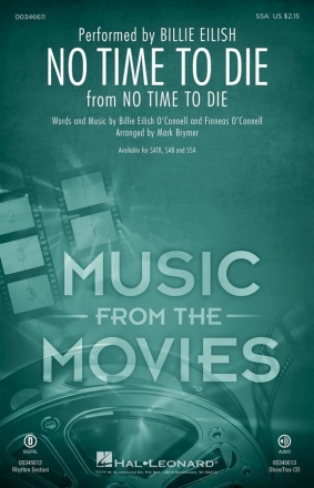 Billie Eilish, No Time to Die SSA Choral Score