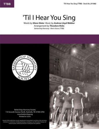 Til I Hear You Sing TTBB A Cappella Choral Score