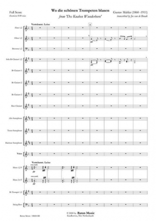 Gustav Mahler, Wo die schnen Trompeten blasen Voice and Symphonic Band Partitur + Stimmen
