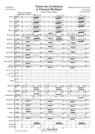 Ambroise Thomas, Choeur des Comdiens et Chanson Bachique Baritone, Male Choir and Symphonic Band Partitur + Stimmen