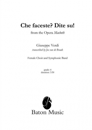 Giuseppe Verdi, Che faceste - Dite su! Concert Band/Harmonie Partitur + Stimmen